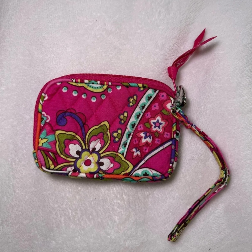 Vera Bradley Pink and Green Floral Wristlet